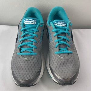 Brooks Womens Launch 3 1202061B097 Grey Blue Running Shoes Lace Up Size 8.5